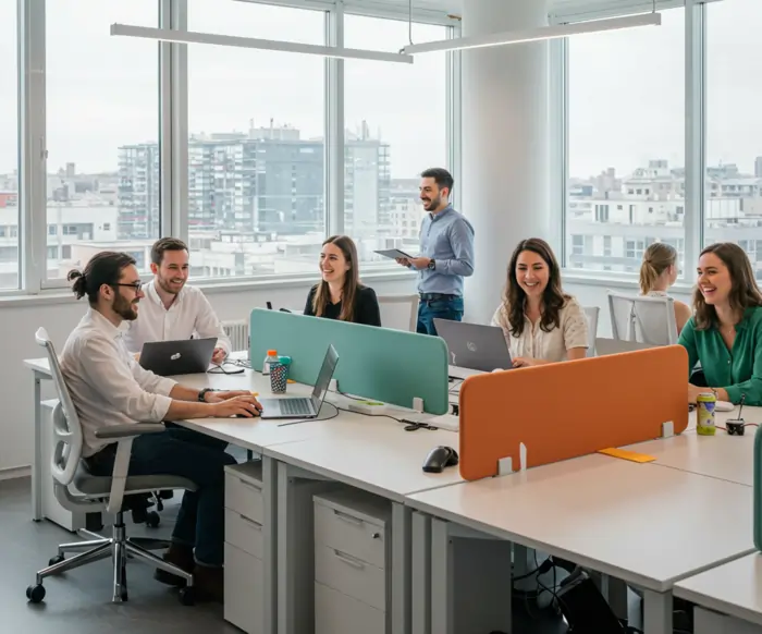 Dipendenti soddisfatti in ufficio a lavoro | Qipo