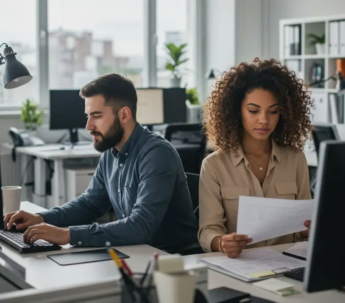 Due collaboratori in ufficio al computer | Qipo