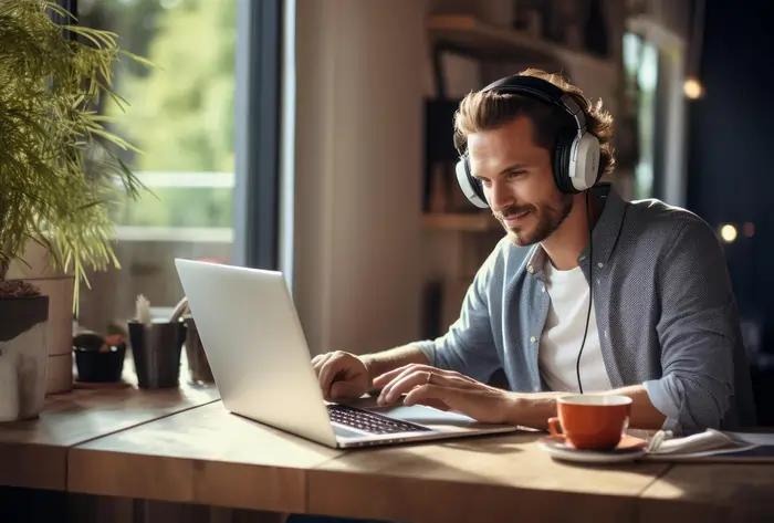 Lavoratore da casa in smart working al computer | Qipo