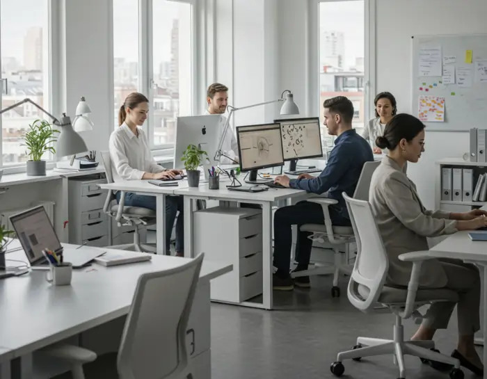 Ufficio con impiegati al computer | Qipo