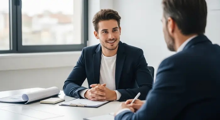 Un colloquio di lavoro di un impiegato aspirante giovane | Qipo